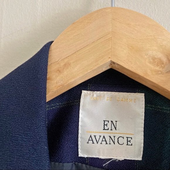 ☀️VINTAGE En Avance tartan checkered double breasted blazer jacket - Picture 2 of 8